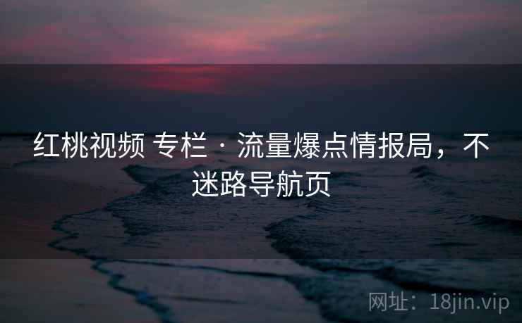 红桃视频 专栏 · 流量爆点情报局，不迷路导航页
